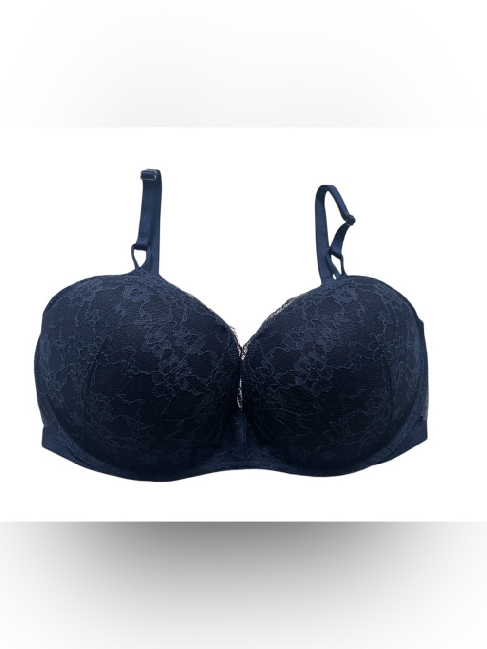 Victoria's Secret Padded No-wire Bra 36D Navy Blue Lace Push-Up